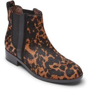 NEW Rockport Larkyn Leather Leopard Animal Print Chelsea Boot Womens Sz 7 NIB